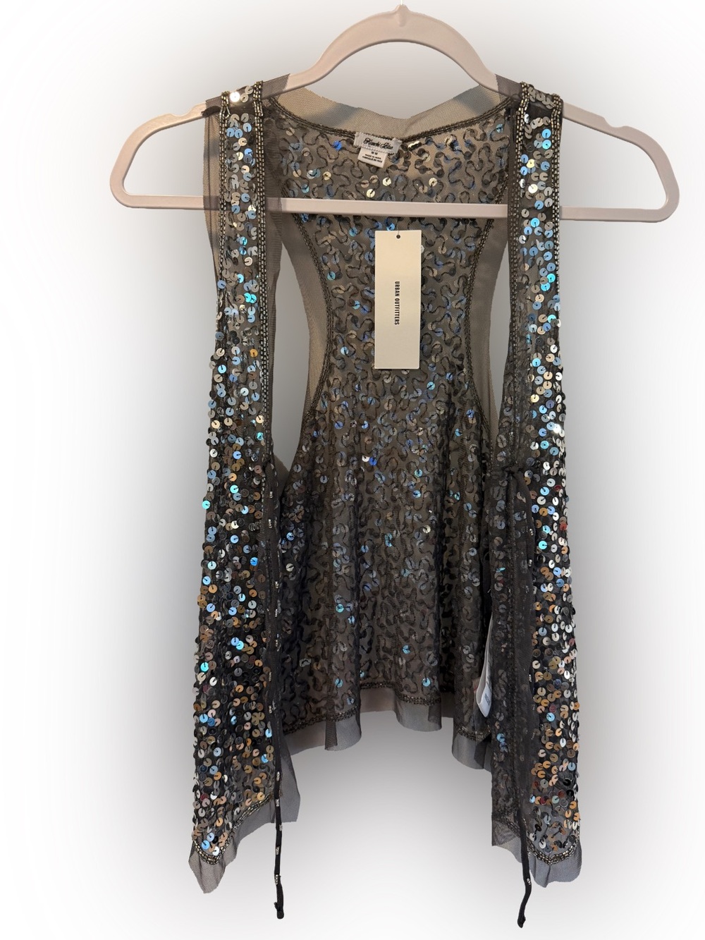 NWT Kimchi Blue Kiki Sequin Tie-Front Vest Top, Size M - Picture 6 of 12